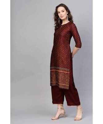 Indo Era Foil Printed Straight Kurta with Palazzo Set 3
