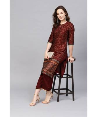 Indo Era Foil Printed Straight Kurta with Palazzo Set 4