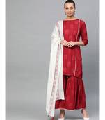 Indo Era Printed Straight Kurta with Sharara Dupatta Set