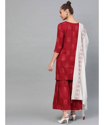 Indo Era Printed Straight Kurta with Sharara Dupatta Set 2