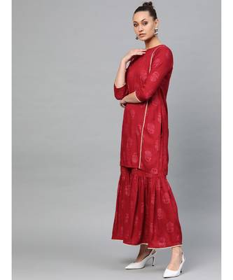 Indo Era Printed Straight Kurta with Sharara Dupatta Set 3