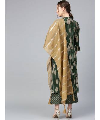 Indo Era Foil Printed Straight Kurta with Palazzo Dupatta Set 2