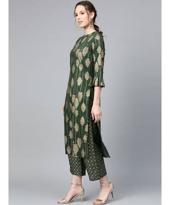 Indo Era Foil Printed Straight Kurta with Palazzo Dupatta Set 3