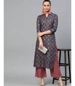 Indo Era Foil Printed Straight Kurta with Palazzo Set