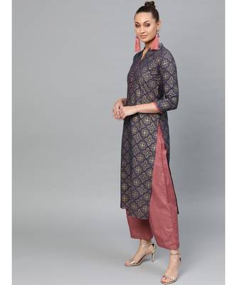 Indo Era Foil Printed Straight Kurta with Palazzo Set 3