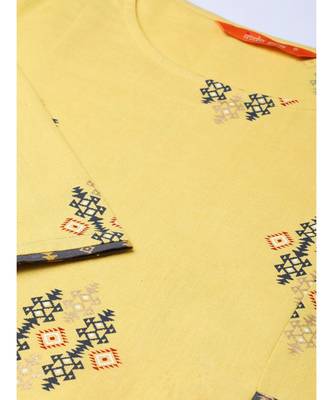 Indo Era Yellow Foil Printed A-line Kurta with Palazzo Set 4