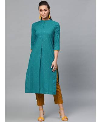 Indo Era Green Foil Printed Straight Kurta with Palazzo Set 1