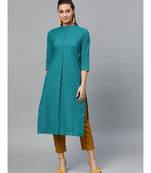 Indo Era Green Foil Printed Straight Kurta with Palazzo Set