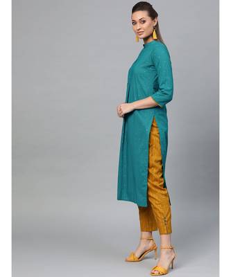 Indo Era Green Foil Printed Straight Kurta with Palazzo Set 3