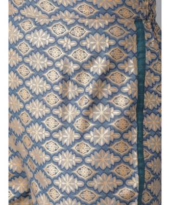 Indo Era Teal Solid Straight Kurta with Trouser Sets 6