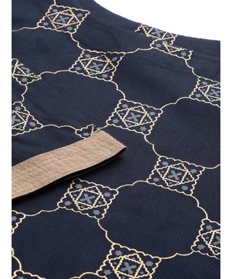 Indo Era Navy Blue Foil Printed Straight Kurta with Palazzo Sets 5