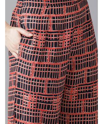 Indo Era Navy Blue Floral Printed Straight Kurta with Palazzo Sets 6