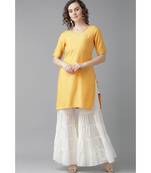 Indo Era Yellow Straight Kurta with Sharara Set