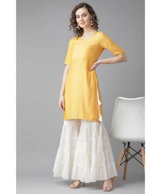 Indo Era Yellow Straight Kurta with Sharara Set 2