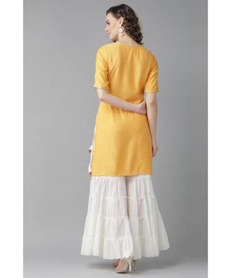 Indo Era Yellow Straight Kurta with Sharara Set 3