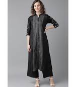 Indo Era Black Embroidered Straight Kurta with Palazzo Sets