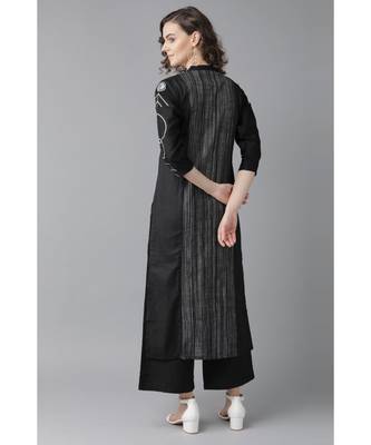 Indo Era Black Embroidered Straight Kurta with Palazzo Sets 3
