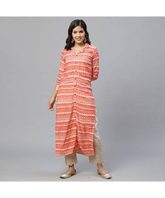 Indo Era Printed Peach Straight Kurta with Palazzo Sets 1