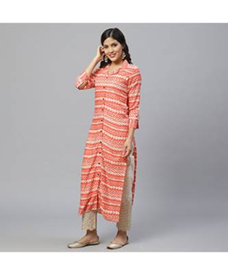 Indo Era Printed Peach Straight Kurta with Palazzo Sets 2