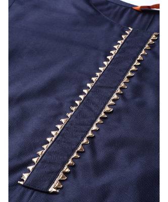 Indo Era Navy Blue Foil Printed Straight Kurta with Palazzo Set 5
