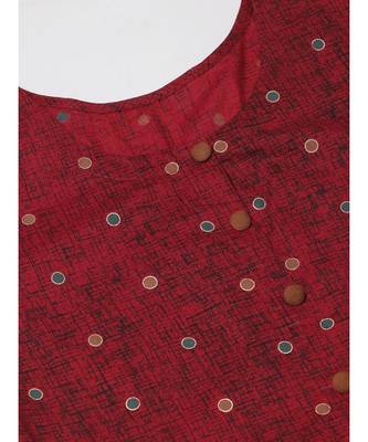 Indo Era Maroon Foil Printed A-Line Kurta with Trouser Sets 5
