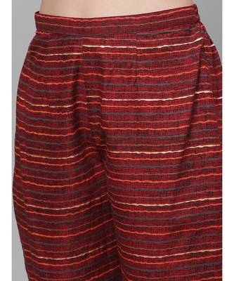 Indo Era Maroon Foil Printed A-Line Kurta with Trouser Sets 6