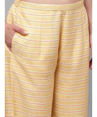 Indo Era Yellow Foil Printed Straight Kurta with Palazzo Set 6