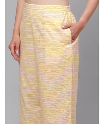 Indo Era Yellow Floral Printed Straight Kurta with Palazzo Dupatta Set 6