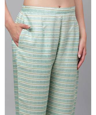 Indo Era Green Foil Printed A-line Kurta with Palazzo Dupatta Set 5