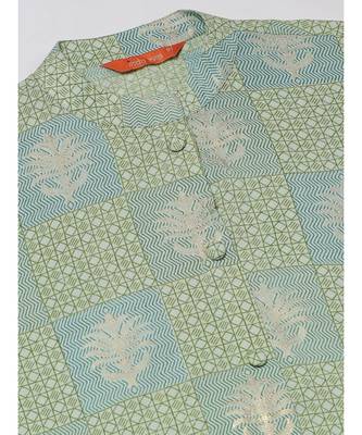Indo Era Green Foil Printed A-line Kurta with Palazzo Dupatta Set 6
