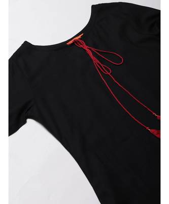 Indo Era Black Solid Straight Kurta with Palazzo Set 5