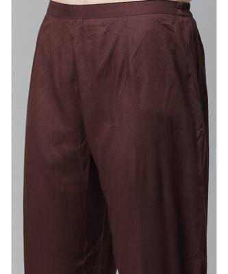 Indo Era Brown Foil Printed A-Line Kurta Pant with Dupatta Set 7