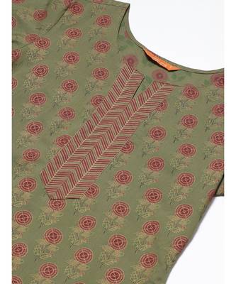 Indo Era Green Foil Floral Printed Straight Kurta with Palazzo Set 5