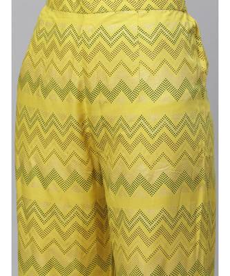 Indo Era Yellow Foil Printed Straight Kurta Set 5