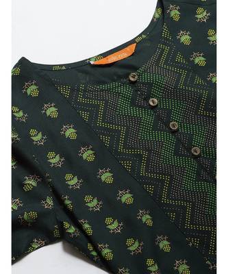 Indo Era Green Foil Printed Straight Kurta Set 5