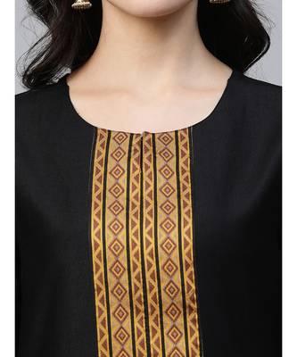 Indo Era Black Solid Straight Kurta Palazzo with Dupatta Set 6