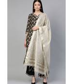 Indo Era Black Foil Floral Printed Straight Kurta Palazzo with Dupatta Set