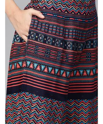 Indo Era Navy Blue Solid Straight Kurta with Palazzo Set 6