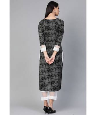 Indo Era Black Printed Straight Kurta with Palazzo Set 2