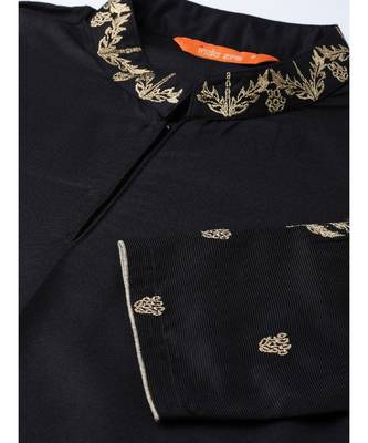 Indo Era Black Embroidered Straight Kurta Palazzo with Dupatta Set 5