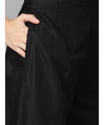 Indo Era Black Embroidered Straight Kurta Palazzo with Dupatta Set 6