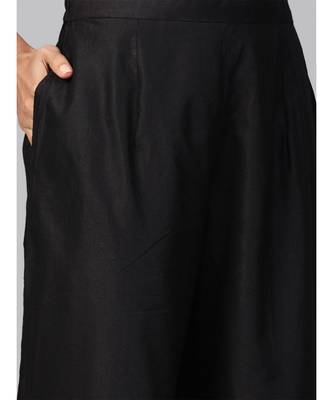 Indo Era Black Solid Straight Kurta Palazzo with Dupatta Set 5