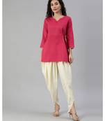 Indo Era Black Solid A-Line Kurta with Dhoti Pant Set