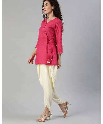 Indo Era Black Solid A-Line Kurta with Dhoti Pant Set 2