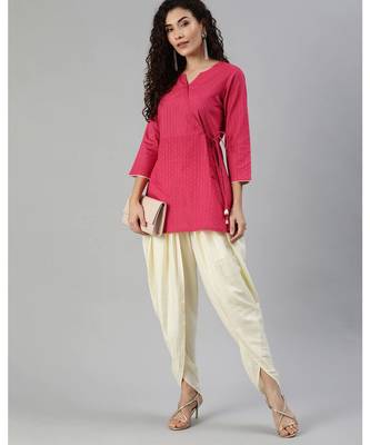 Indo Era Black Solid A-Line Kurta with Dhoti Pant Set 3
