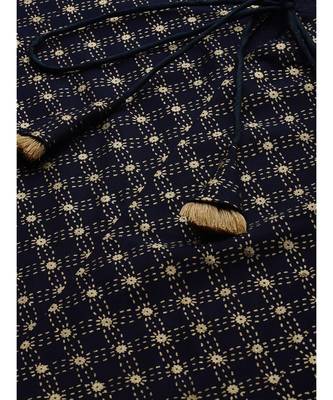 Indo Era Navy Blue Foil Printed A-Line Kurta with Palazzo Set 6