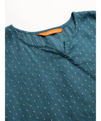 Indo Era Teal Solid A-Line Kurta with Dhoti Pant Set 7