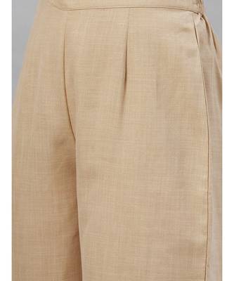 Indo Era Beige Solid Straight Kurta Palazzo with Dupatta Sets 7