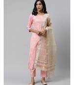 Indo Era Pink Foil Printed Straight Kurta with Pant Set