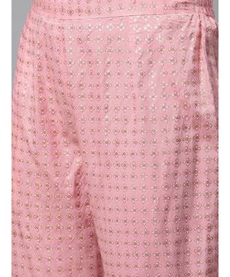 Indo Era Pink Foil Printed Straight Kurta with Pant Set 6